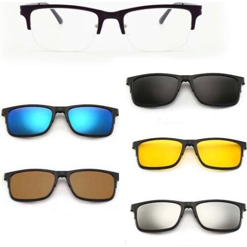 Half Glasses Frame Men And Women Spectacles Frame With Magnet Clip set Mirror Sunglasses Myopia Glasses Polarized Sunglasses