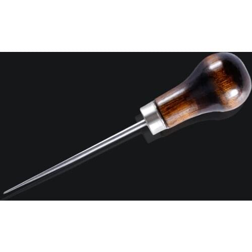 MIUSIE 1Pcs Professional Leather Wood Handle Awl Tools For Leathercraft Stitching Punch Sewing Stitching Leather Craft Tools