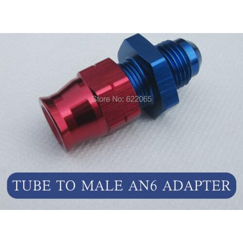 Performance Tube to Male AN6 Adapter,Aluminium Hard line 3/8'' hose ends red and blue