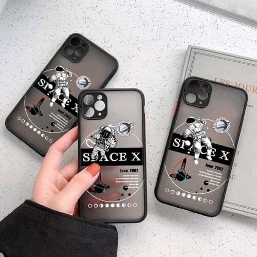 For iPhone 11 Clear Matte Case For iPhone 12 11 Pro Max XS Max XR X 12 Mini 7 8 Plus SE 2020 Astronaut Bumper Shockproof Cover