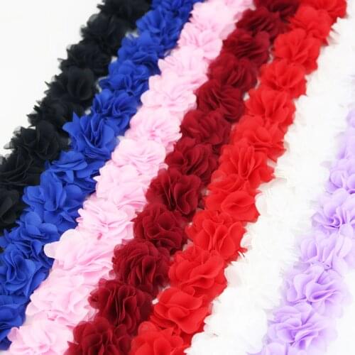 1 meter) Chiffon lace fabric Webbing Decoration flower gift ribbons crafts Non-woven fabrics base