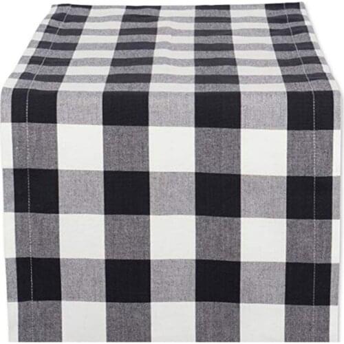 Plaid Table Runner Balck Red Lace rectangular Buffalo Plaid Christmas Xmas Decoration for Home New Year Home Decoration