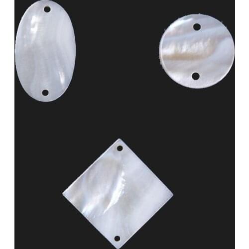 White Shell Connectors Natural Mother of Pearl Round Shell Beads Connector Flat Loose Bead for Jewelry Making Accessories DIY