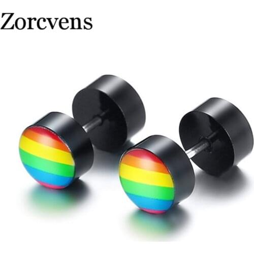 ZORCVENS Stylish Rainbow Stud Earrings Never Fade Stainless Steel oorbel brinco Accessories