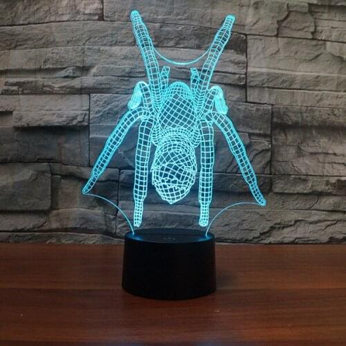 Spider Modeling Led 3d Lamp Reative Gift Christmas Gift Childrens Toys Usb Led Small Table Lamps 7 Color Change Desk Lamp