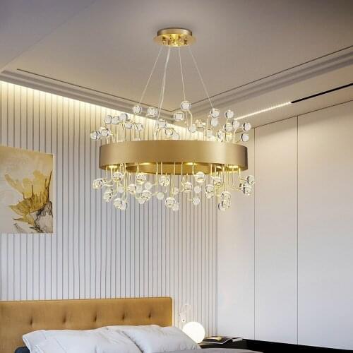 Led Creative Crystal Chandelier For Living Room Modern Indoor Lighting Round Home Decor Lamp Luxury Design Cristal Stone Lustre