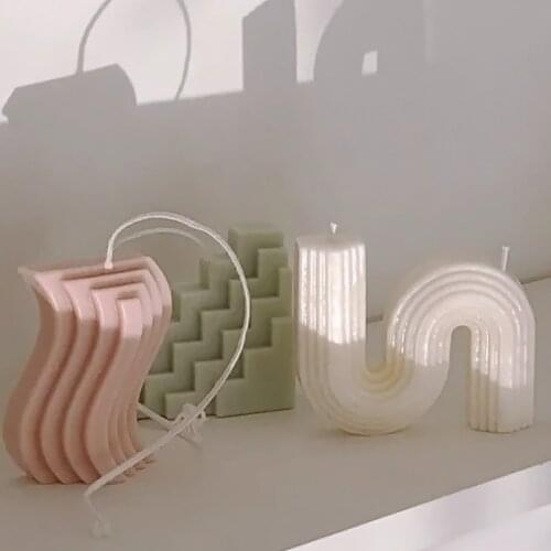 Creative Geometric Candle Mold Stair Curve Plaster Resin Mould DIY Scented Candles Mold Soap Mold Silicone Candle Clay Crafts