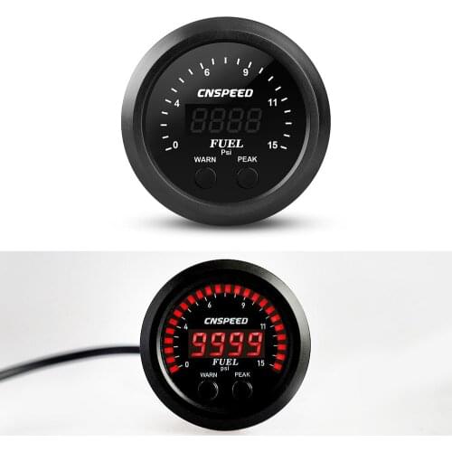 2inch / 52mm Universal Electronic Fuel Pressure Gauge With 1/8 Npt Sensor Oil Pressure Digital 0-15psi Red Led Ultra-Thin
