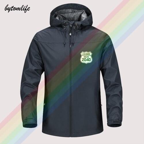 2021 Popular Route 66 Green Logo Outdoor Mountaineering Windproof Jacket Hooded Comfortable Unisex Fashion High Quality