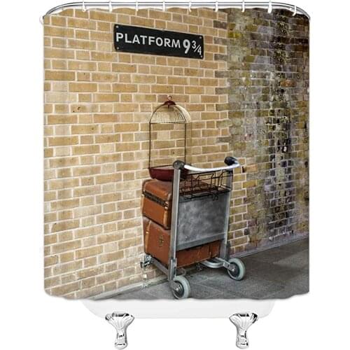 Platform 9 3/4 Shower Curtain Decor Magical Portal to World Wizarding School Fabric Bathroom Curtain Decor Mildew Resistant Mach