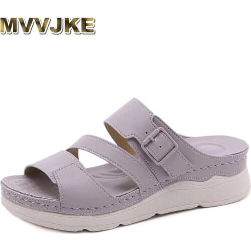 MVVJKE2021 Summer Shoes Women Slippers Summer Holiday Ladies Wedges Shoes Soft Comfortable Woman Beach Slippers Plus Size 41