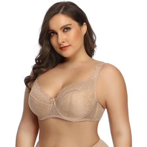Ultra-thin Large Cup DD 38DD 40DD 42DD Big Size Female Push Up Lace Bra Underwire Plus Size Lingerie Brassiere Bralette Sexy Bra