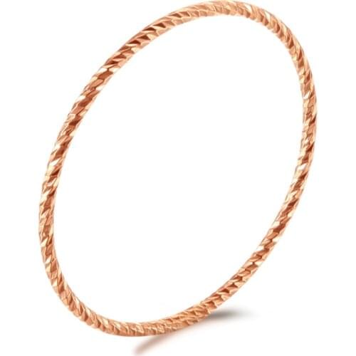 Solid AU750 18K Rose Gold Ring Women Rope Shape Wedding Ring Band P6112