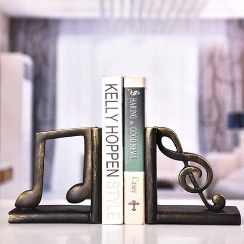 1 pair Simple Style Music Note Patter Resin Bookend Shelf Bookend Holder Office School Supplies Stationery Gift Home Decoration