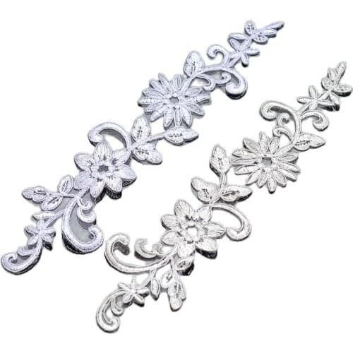 Flower Applique Embroidery Patches Lace Trim Patches Bride Patch Lace Fabric Clothes Stickers Accessories For Wedding Dress F10
