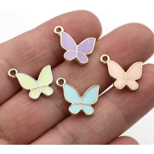 10Pcs Enamel Gold Color Butterfly Charms Pendant for Jewelry Making Earrings Bracelet Necklace Accessories DIY Craft Findings