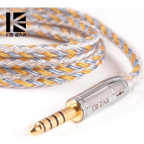 KBEAR 16 core Silver plated cable With 2.5/3.5/4.4 Earphone Cable For KB06 C10 ZS10 TRN V90 BA5 BLON bl03 CCA C12 KZ ZSX QDC