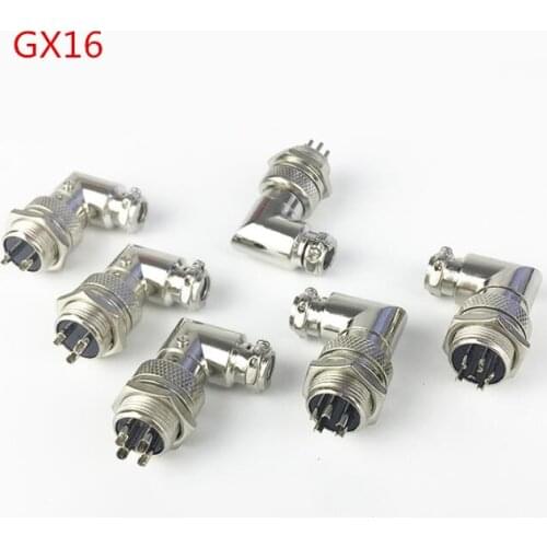 2set GX16 Electric Connector Elbow 90 Degrees Right Angle Aviation Plug Female Plug and Male Socket