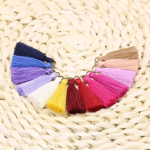 20pcs 4.5cm Color Metal Ring Polyester Cotton Small Tassels Trim DIY Craft Clothes Curtains Fringe Trim Earrings Bag Accessories