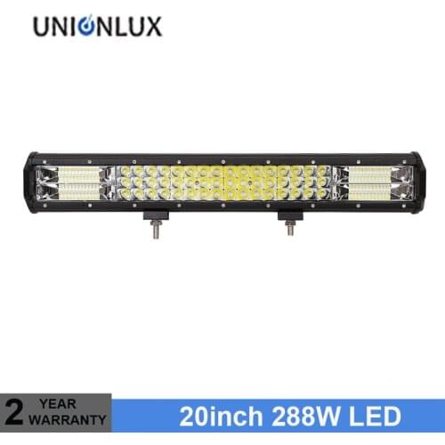 3-Row 20inch Car Work Light Bar 9-30V 288W 6000k Combo LED Work Lamp for Truck Offroad SUV AVT Truck SUV ATV 4WD 4x4 Led Bar