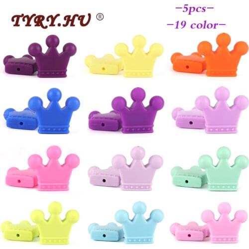 TYRY.HU 5pc Food Grade Crown Silicone Beads Teether Rodents Baby Teething Toy DIY Teethers Necklace Nursing Accessories And Gift