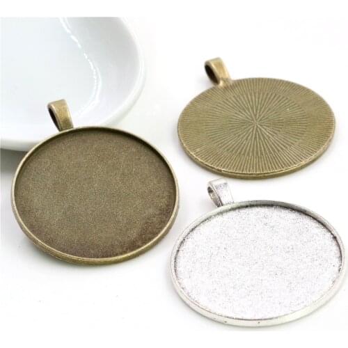5pcs/lot 35mm Inner Size Antique Bronze and Silver Plated colors plated Clasp Style Cabochon Base Setting Charms Pendant