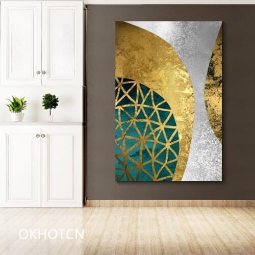 Abstract Geometric Gold Line Poster Decorative Canvas Paintings On The Wall For Living Room House Luxury Modern Object No Frame