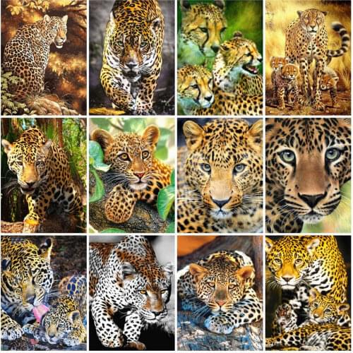 AZQSD 5D Diamond Painting Leopard Diamond Embroidery Animal Mosaic Home Decor Handmade Needlework Cross Stitch Kits