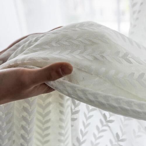 White Leave Tulle Curtains For Living Room Warp Knitting Screen Embroidery Dedicated Bay Window Treatment Tende M245C