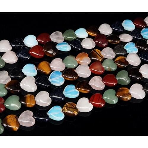 Natural stone Heart shape loose beads Crystal semi-finished string bead For jewelry making DIY bracelet necklace accessories