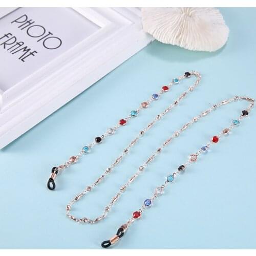 High Crystal Glasses Chain Holder Red Brown Black Sunglasses Chains Lanyard Eyewear Cord Neck Strap Rope Gift for Women