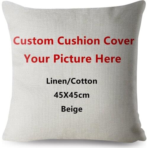 Customized Cushion Cover Pillows Covers 45*45cm Linen Soft Short Plush Throw Pillow Case Sofa Home Decor Custom Photo Pillowcase