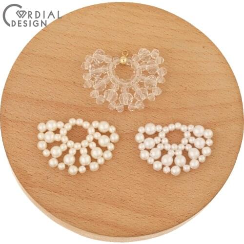 Cordial Design 50Pcs 25*33MM Jewelry Accessories/Crystal Pendant/Imitation Pearl/Hand Made/DIY Making/Earring Findings/Charms