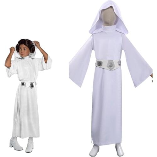 Kids Girls Leia Princess Cosplay Costume Halloween Carnival Suit