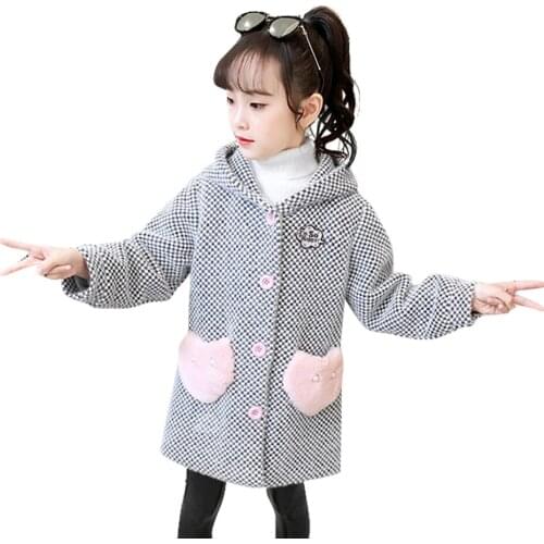 Coat For Girl Plaid Pattern Girls Long Outerwear Coats Casual Style Girls Jackets Spring Autumn Clothes Girl 6 8 10 12 14