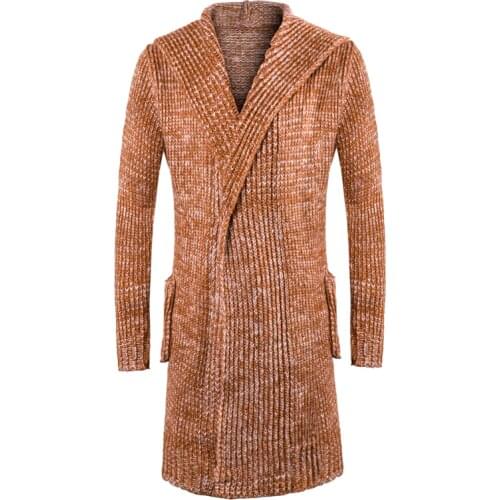 Fashion Style Men Hooded Long Sweatercoat Men Winter Warm Cardigan Long Sweaters Men Thicker Warm Sweatercoats Size 3XL