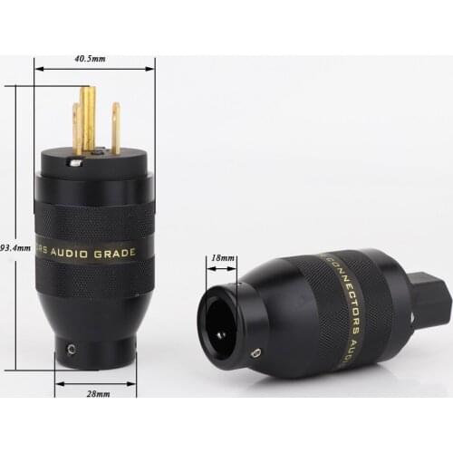 Hifi P201 Series Aluminium Alloy US Version Gold/Rhodium Plated Power Cable Connector Plug Hi-end Power Cable Adapter