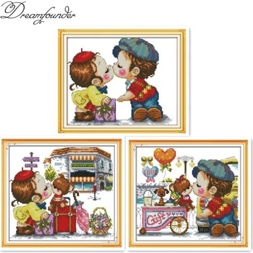 Kiss cross stitch kit aida 14ct 11ct count printed canvas stitches embroidery DIY handmade needlework