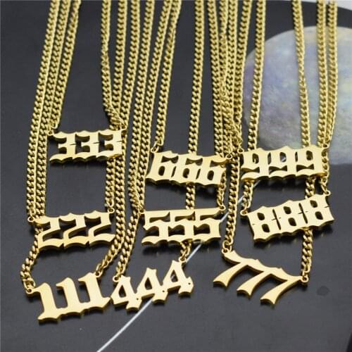 Cuban Chain 111 222 333 444 555 666 777 888 999 Angel Number Necklace For Women Choker Collier Femme Birthday Gift Stainless