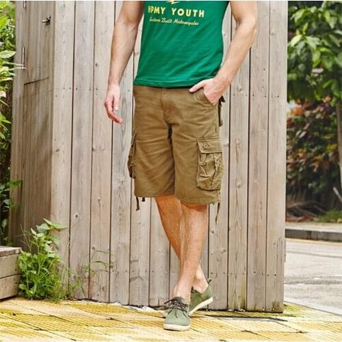 Plus Size 29-44 Summer Cargo Shorts Fashion Mens Straight Knee Length Casual Sweatpants Multi-pockets Outdoor Short Overalls