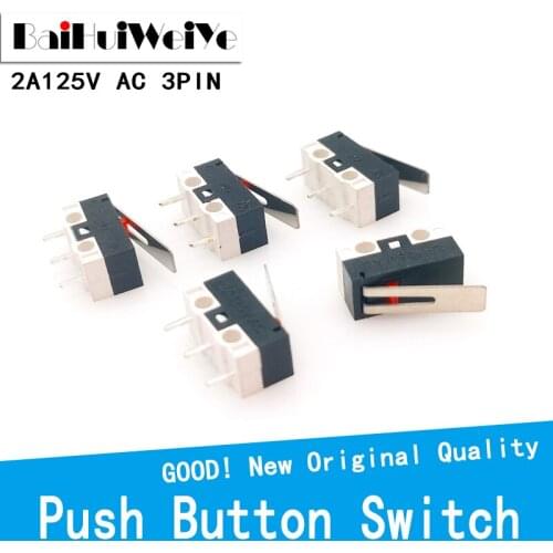 20PCS/LOT Micro Switch Push Button Switch 3 Pin 2A 125V AC Mini Light Touch Switch for Mouse