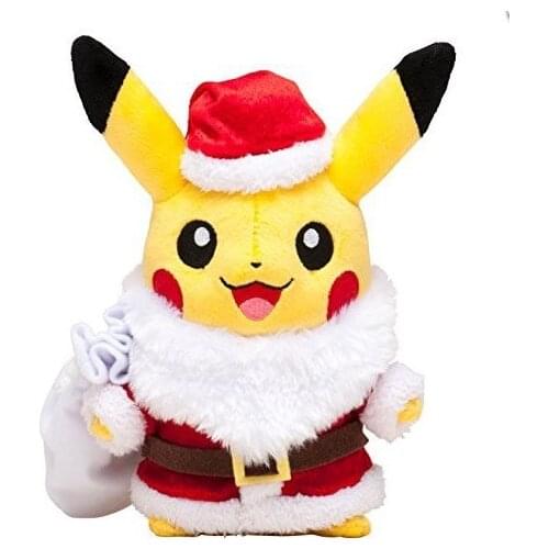 TAKARA TOMY 25cm POKEMON cute picachu role play Santa Claus plush animal toys childrens Christmas gift