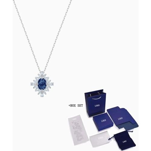 Fashion Jewelry SWA New PALACE Necklace Charming Flower Pattern Crystal Platinum Necklace Female Elegant Romantic Jewelry Gift