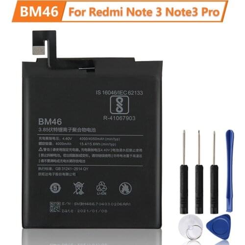 XiaoMi Original Replacement Battery BM46 For Xiaomi Redmi Note 3 Pro Redrice Note3 100% New Authentic Phone Battery 4050mAh
