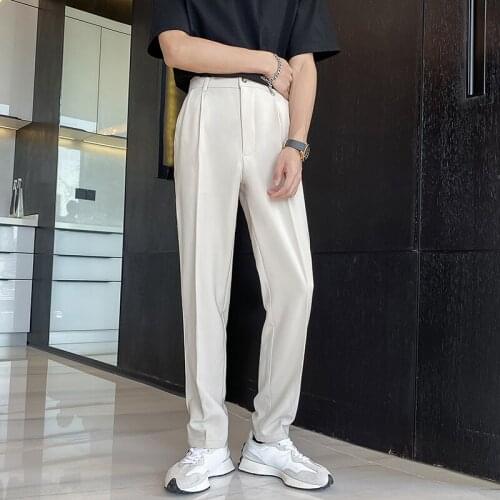 2021 Autumn Business Dress Pants Solid Color Office Social Casual Suit Pants Wedding Bridegroom Streetwear Trousers Men Clothing