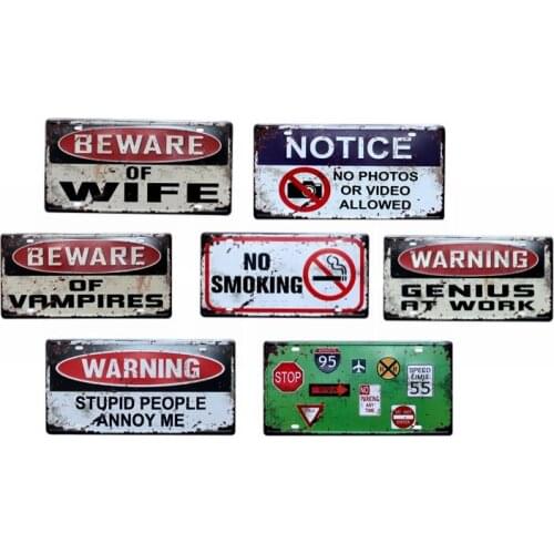 Beware of Wife Metal Painting Signs Wall Bar Coffee Hotel Home Wall Sticker Art Decor Cuadros Wholesale 30X15CM W-65