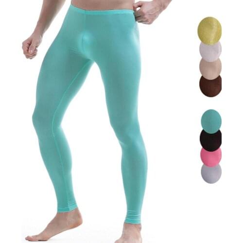 Sexy Men Long Johns Tight Leggings Trousers Seamless Underwear Sleep Bottoms Sports Yoga Fitness Gym Pants Male Stretch Leggings