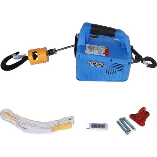 Portabl Electric Small Winch Lifting Traction Hoist Wireless Remote Control Tensioning Machine (500KG 7.6M) (200KG 19M)