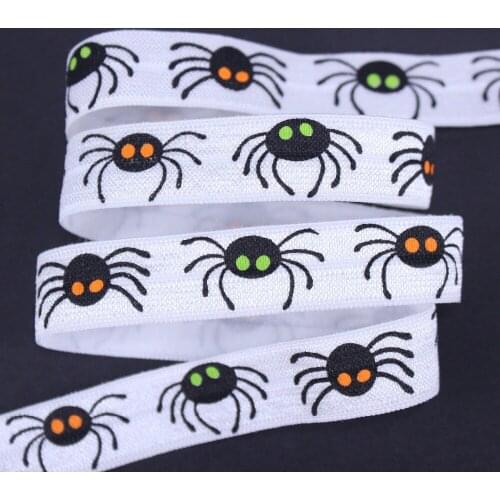 5/8" Halloween spider FOE Fold Over Elastic for headband headwear hair band diy accessaries 50yards/lot