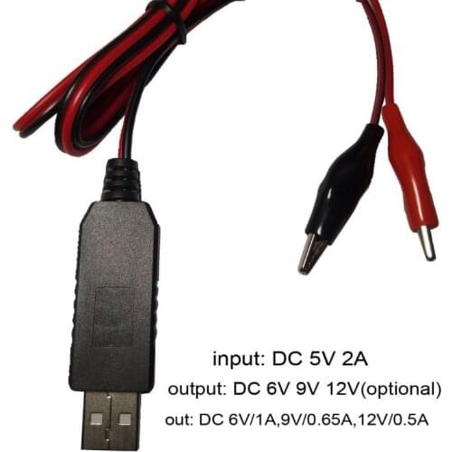 DC 5V Boost to DC 6V 9V 12V USB Voltage Step Up Converter Cable Power Supply Cord with Clip for Multimeter LED Light and more